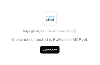 RUMvision MCP connector with the Connect button